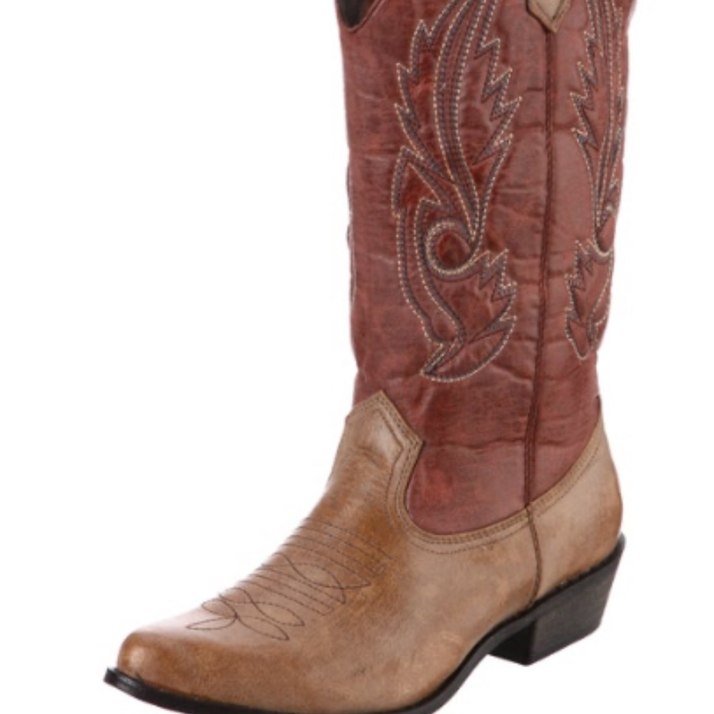 COCONUT Red Gaucho Faux Leather Western Boots
